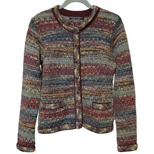 VTG Peruvian Connection Baby Alpaca Blend Cardigan Sweater, Small, Multicolored